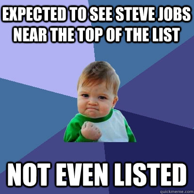 expected to see steve jobs near the top of the list not even listed  Success Kid