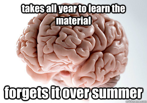 takes all year to learn the material forgets it over summer  Scumbag Brain