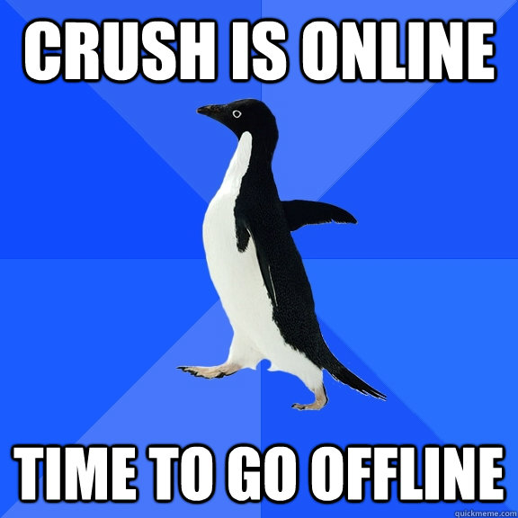 crush is online time to go offline  Socially Awkward Penguin