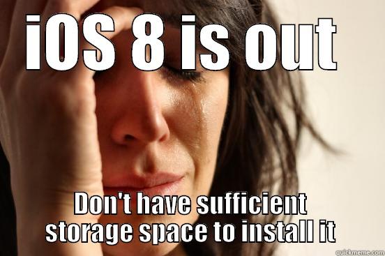 IOS 8 IS OUT  DON'T HAVE SUFFICIENT STORAGE SPACE TO INSTALL IT First World Problems