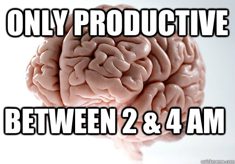 Only productive between 2 & 4 am  Scumbag Brain