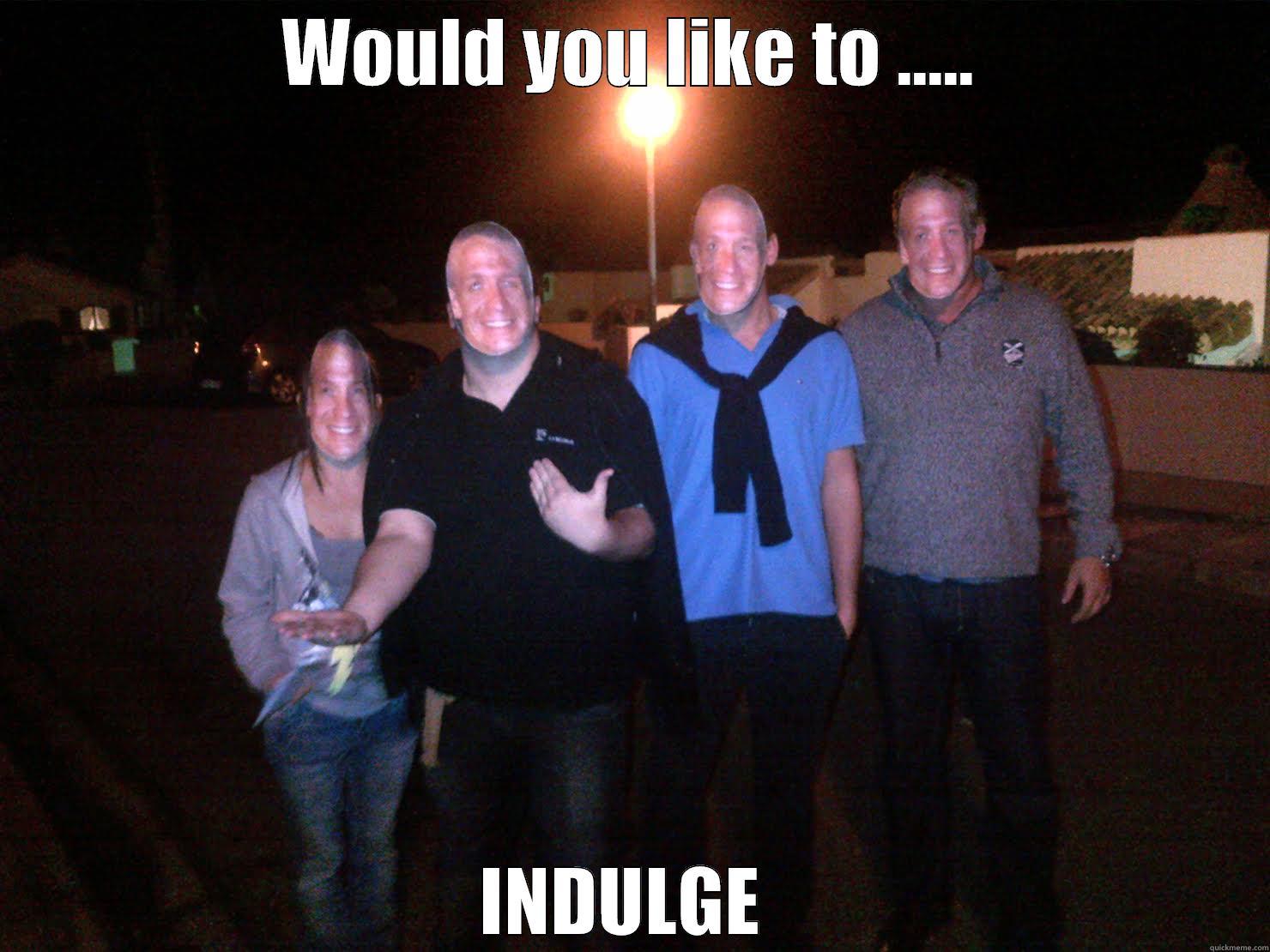 WOULD YOU LIKE TO ..... INDULGE  Misc