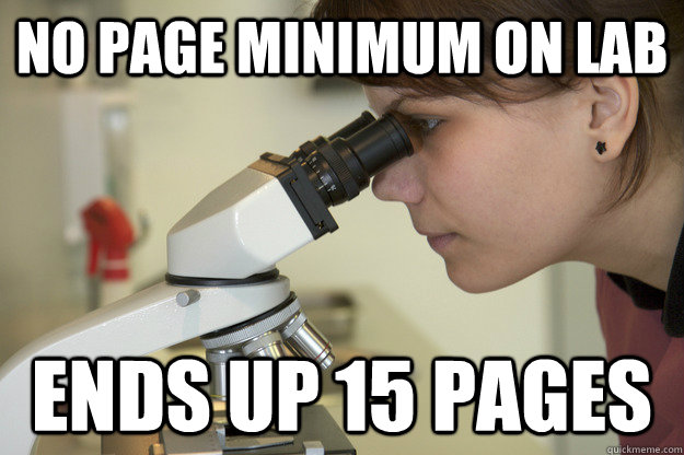 no page minimum on lab ends up 15 pages  Biology Major Student