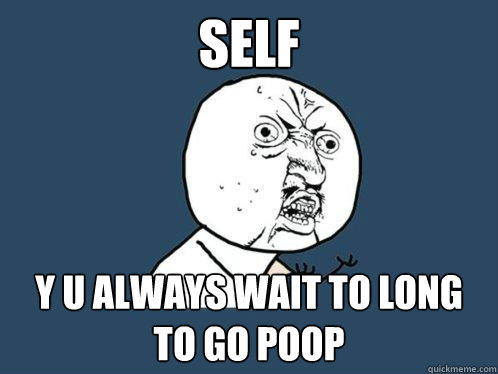 Self y u always wait to long to go poop  Y U No
