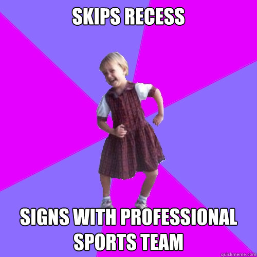skips recess signs with professional sports team  Socially awesome kindergartener