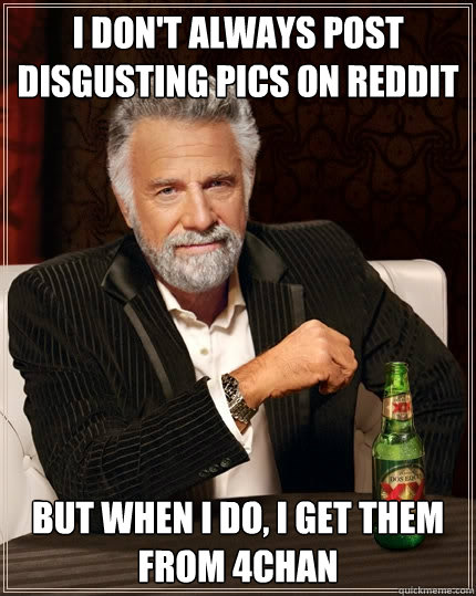 I don't always post disgusting pics on Reddit But when I do, I get them from 4chan  The Most Interesting Man In The World