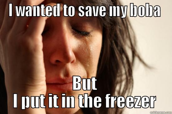 I WANTED TO SAVE MY BOBA BUT I PUT IT IN THE FREEZER First World Problems
