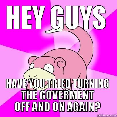 HEY GUYS HAVE YOU TRIED TURNING THE GOVERMENT OFF AND ON AGAIN? Slowpoke