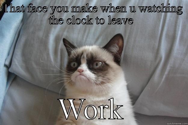I cant wait - THAT FACE YOU MAKE WHEN U WATCHING THE CLOCK TO LEAVE  WORK Grumpy Cat
