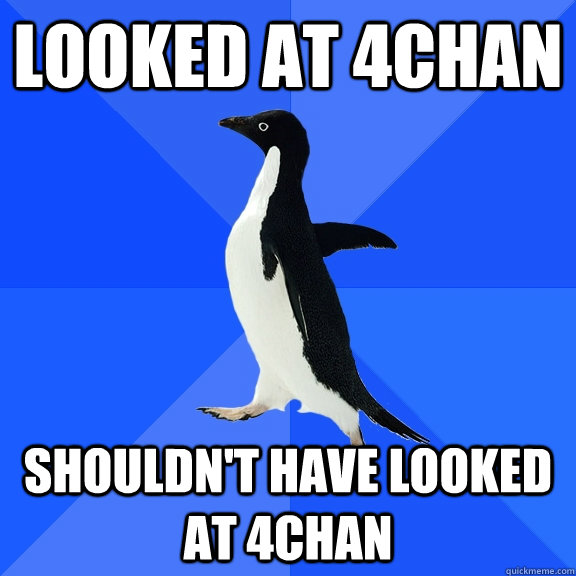 looked at 4chan shouldn't have looked at 4chan  Socially Awkward Penguin