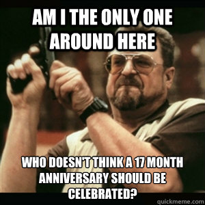 Am i the only one around here who doesn't think a 17 month anniversary should be celebrated?  Am I The Only One Round Here
