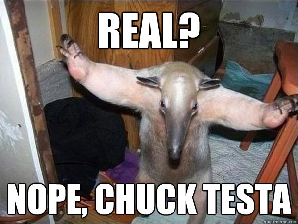 Real? Nope, Chuck Testa  I got this