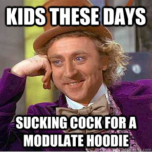 KIDS THESE DAYS SUCKING COCK FOR A MODULATE HOODIE  Condescending Wonka