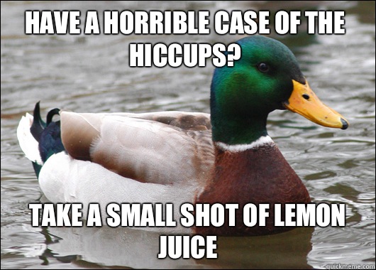 Have a horrible case of the hiccups? Take a small shot of lemon juice  Actual Advice Mallard