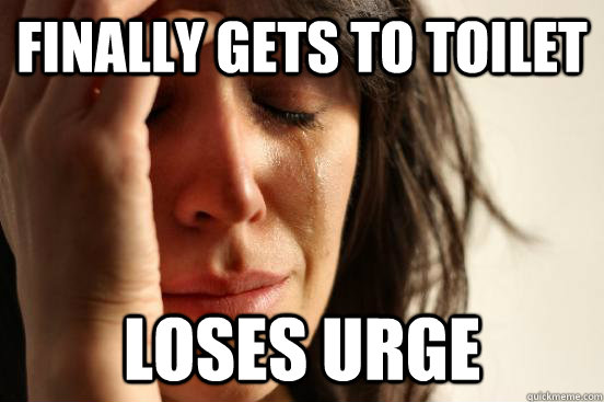 Finally gets to toilet loses urge  First World Problems