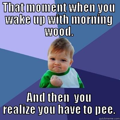 THAT MOMENT WHEN YOU WAKE UP WITH MORNING WOOD. AND THEN  YOU REALIZE YOU HAVE TO PEE. Success Kid
