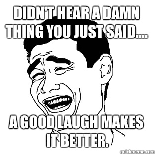 Didn't hear a damn thing you just said.... A good laugh makes it better.  Meme