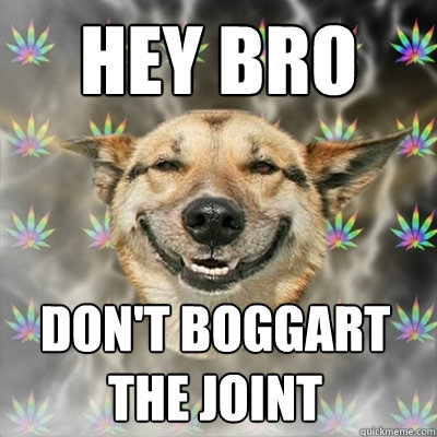 hey bro don't boggart the joint  Stoner Dog
