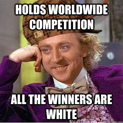 Holds worldwide competition All the winners are white  