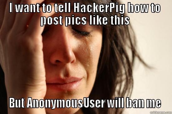 I WANT TO TELL HACKERPIG HOW TO POST PICS LIKE THIS BUT ANONYMOUSUSER WILL BAN ME First World Problems