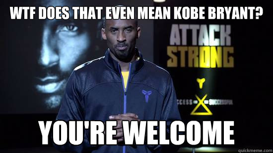 WTF does that even mean Kobe Bryant? You're welcome - WTF does that even mean Kobe Bryant? You're welcome  Youre welcome -KobeSystem