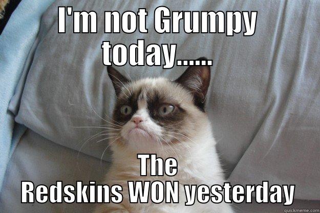 I'M NOT GRUMPY TODAY...... THE REDSKINS WON YESTERDAY Grumpy Cat
