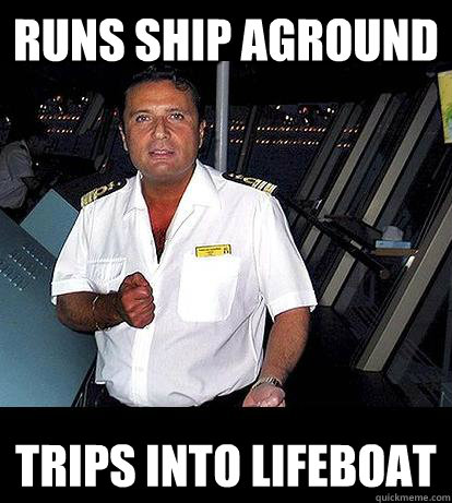 RUNS SHIP AGROUND TRIPS INTO LIFEBOAT  