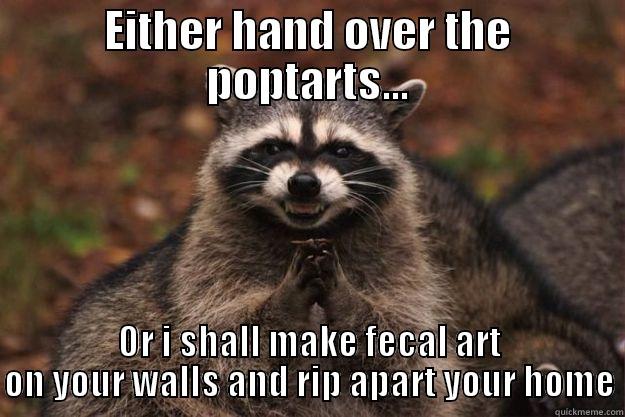 EITHER HAND OVER THE POPTARTS... OR I SHALL MAKE FECAL ART ON YOUR WALLS AND RIP APART YOUR HOME Evil Plotting Raccoon