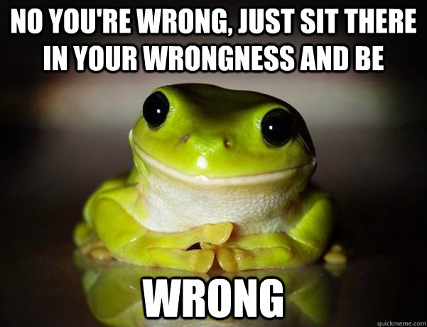 No you're wrong, just sit there in your wrongness and be wrong - No you're wrong, just sit there in your wrongness and be wrong  Fascinated Frog