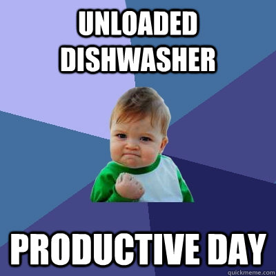 Unloaded dishwasher Productive day  Success Kid