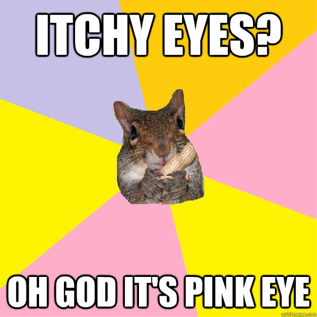 Itchy eyes? Oh god it's pink eye   Hypochondriac Squirrel