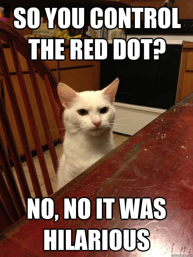 So You control the red dot? No, No it was Hilarious  Unamused Cat