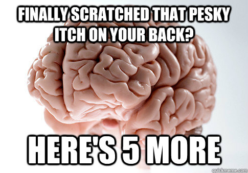 FINALLY SCRATCHED THAT PESKY ITCH ON YOUR BACK? HERE'S 5 MORE   Scumbag Brain