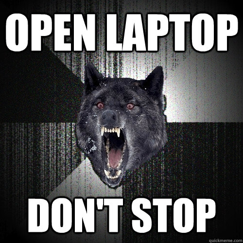 Open laptop don't stop  Insanity Wolf