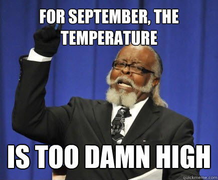 FOR SEPTEMBER, THE TEMPERATURE is too damn high  Too Damn High