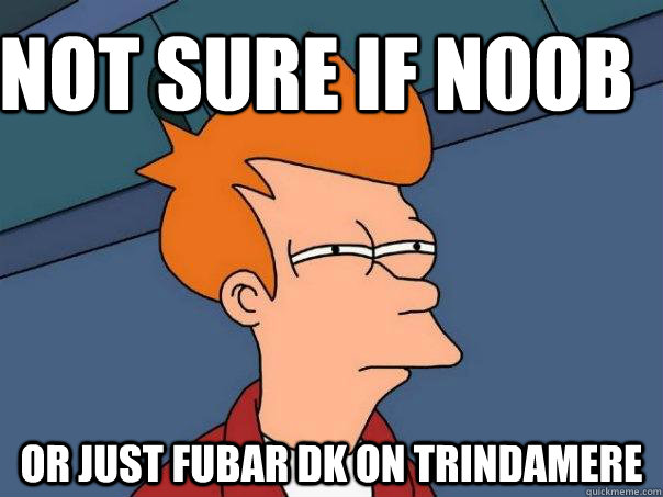 Not sure if noob Or just Fubar dK on Trindamere  Futurama Fry