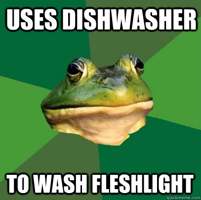 uses dishwasher to wash fleshlight - uses dishwasher to wash fleshlight  Foul Bachelor Frog