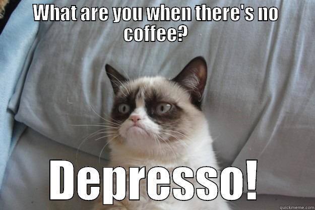 WHAT ARE YOU WHEN THERE'S NO COFFEE? DEPRESSO! Grumpy Cat