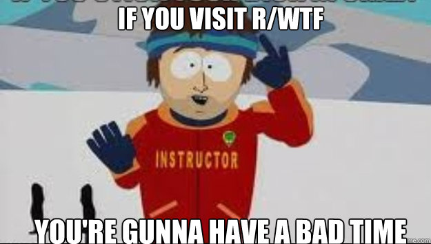IF you visit r/WTF YOU're GUNNA HAVE A BAD TIME  