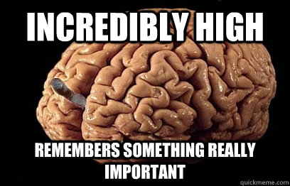 Incredibly high Remembers something really important  Good Guy Brain