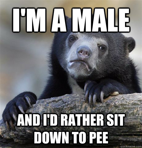 I'm a male and I'd rather sit down to pee  Confession Bear