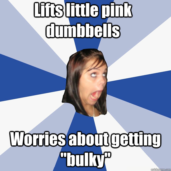 Lifts little pink dumbbells Worries about getting 