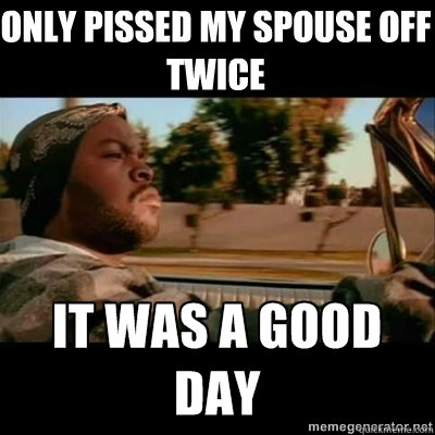 only pissed my spouse off twice  ICECUBE