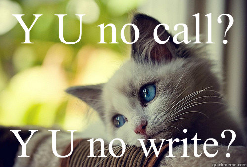 Y U no call? Y U no write?  First World Problems Cat
