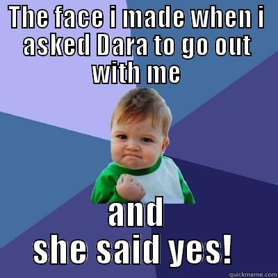 THE FACE I MADE WHEN I ASKED DARA TO GO OUT WITH ME AND SHE SAID YES!  Success Kid