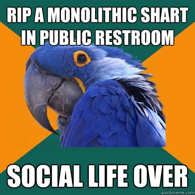Rip a monolithic shart in public restroom Social life over  Paranoid Parrot