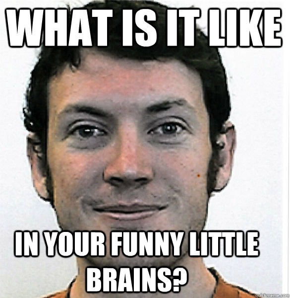 What is it like in your funny little brains?  James Holmes