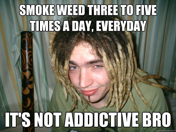 smoke weed three to five times a day, everyday it's not addictive bro  