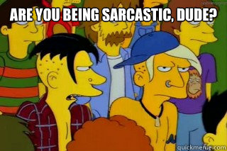 Are you being sarcastic, dude?  - Are you being sarcastic, dude?   Misc