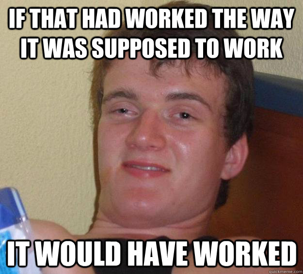 If that had worked the way it was supposed to work It would have worked  10 Guy